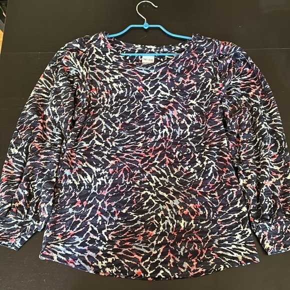 NIC+ZOE puff long sleeve Glowing Sunset 2023 print rayon pullover top size S - Picture 12 of 12